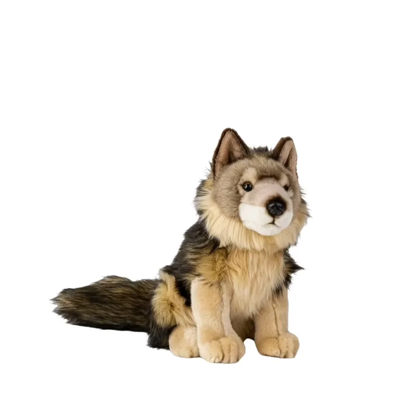 LivingActive Wolf Kuscheltier 30 cm – Sitzendes Raubtier-Plüschtier Echt