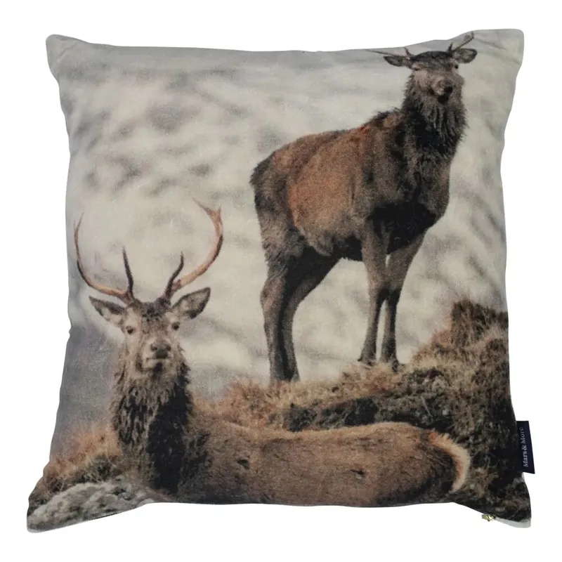 Neu LivingActive Samt Kissen Hirsch Schnee