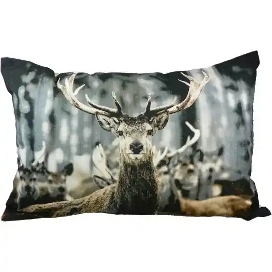 Geprüft LivingActive Kissen Winter Hirsch