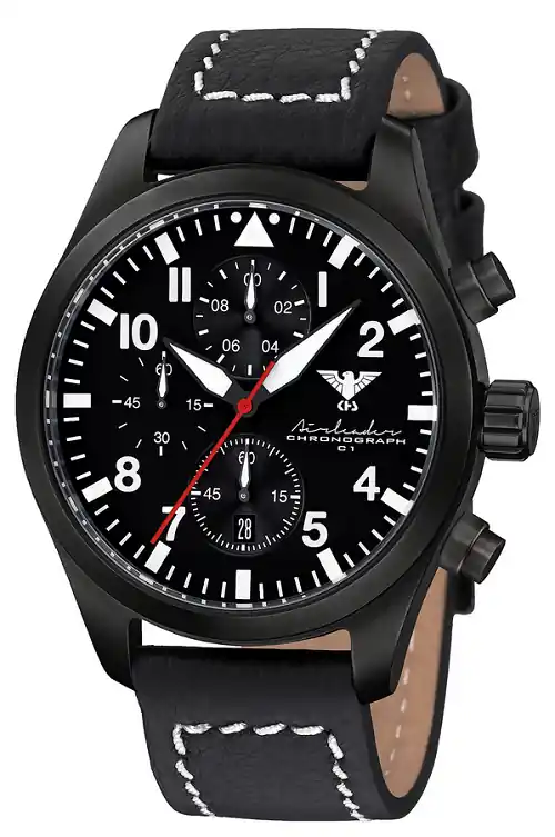 Meistverkauft KHS Airleader Black Steel Chronograph Tactical Watch