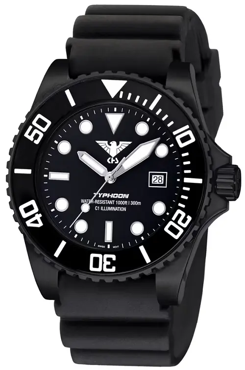 KHS Typhoon Black Steel Tactical Watch Top-Seller
