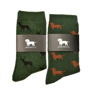 Mega-Angebot KRAWATTENDACKEL Socken-Set Hirsch schwarz + Dackel braun