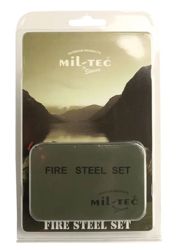 Preiswert MIL-TEC Fire Steel Set mit Behälter
