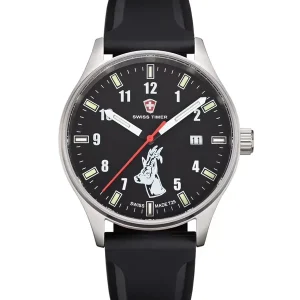 Kracherpreis Swiss Timer Trapper schwarz Rehbock H3 Uhr