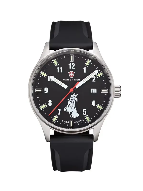 Kracherpreis Swiss Timer Trapper schwarz Rehbock H3 Uhr