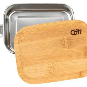 Echt Edelstahl Lunch Box, Bambus-Deckel