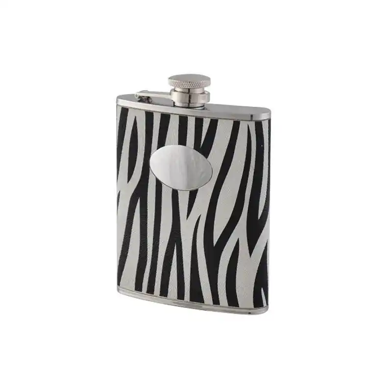 Markenware Flasque inox gainée cuir décor Zèbre 180 ml