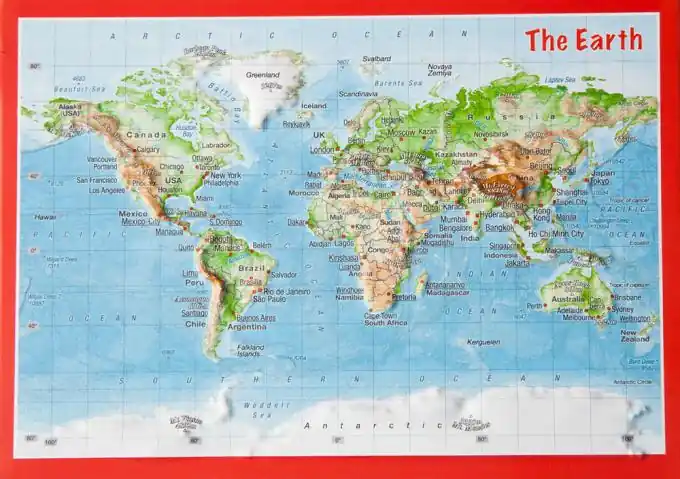 Georelief Reliefpostkarte Welt Schneller Versand