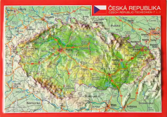 Georelief Reliefpostkarte Tschechien Sonderangebot