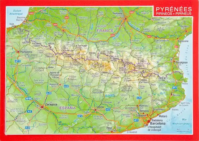 Must-Have Georelief Reliefpostkarte Pyrenäen