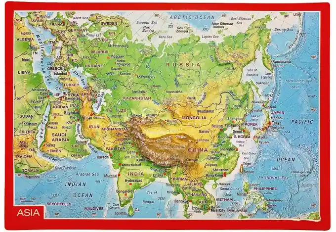 Schnäppchen Georelief Reliefpostkarte Asien