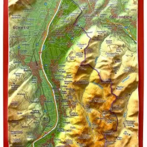 Geprüft Georelief Reliefpostkarte Liechtenstein