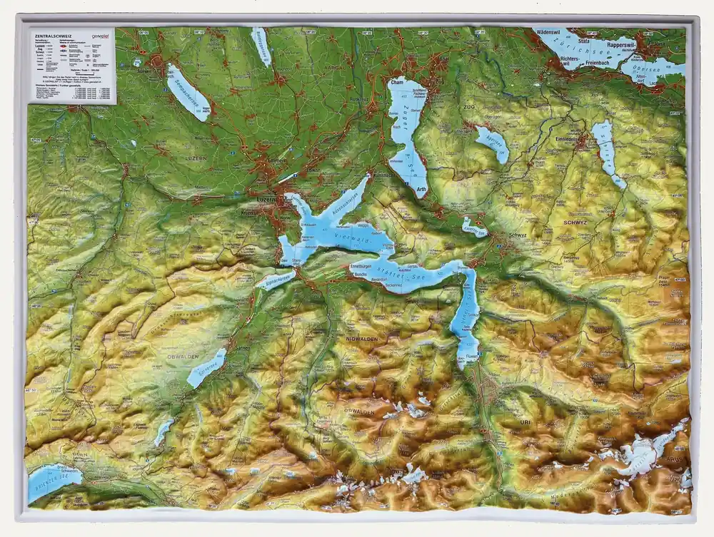 Georelief Schweiz klein ohne Rahmen Echt