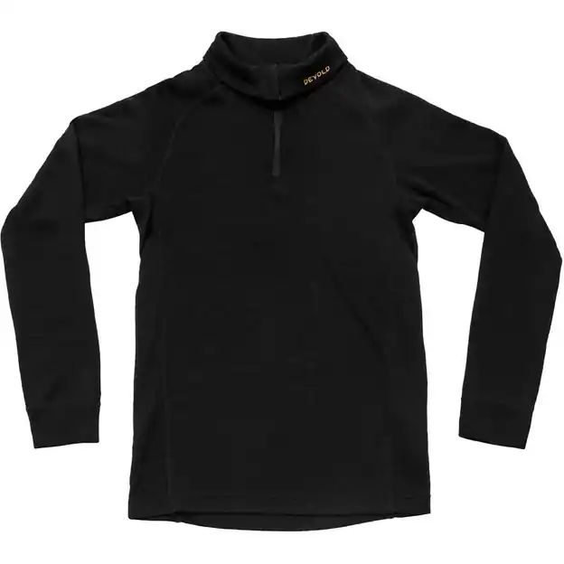 Devold Duo Active Merino Zip Neck Junior Funktionsshirt Lang Black Kinder Sonderangebot