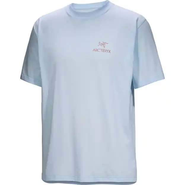 Meistverkauft Arcteryx Kragg SL Cotton Bird Word T-Shirt Alpine Blue / Stone Red Herren