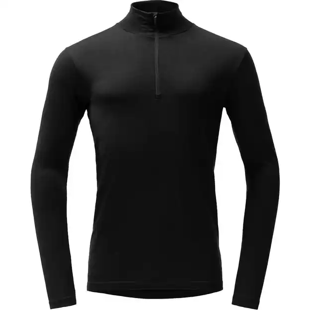 Devold Breeze Plus Merino 200 Zip Neck Funktionsshirt Lang Black Herren Preisreduziert