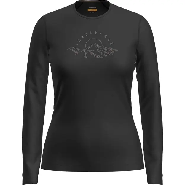 Icebreaker Oasis Crew Funktionsshirt Lang Black Damen Zertifiziert