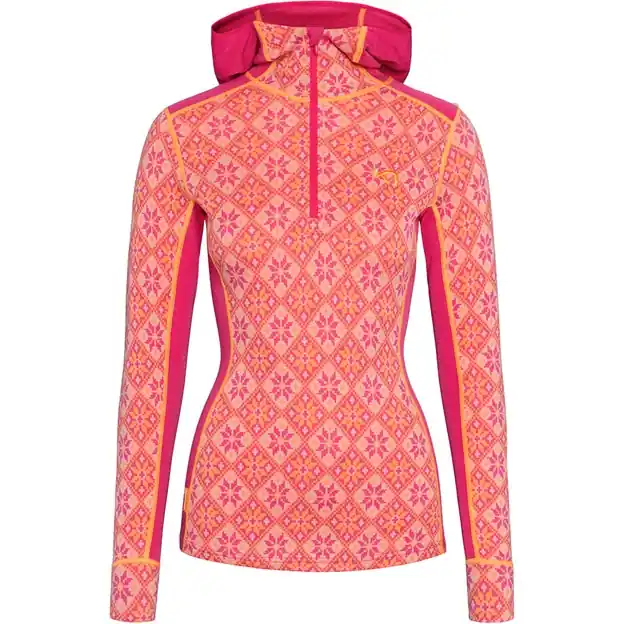 Markenprodukt Kari Traa Rose Hood Funktionsshirt Lang Bright Pink Damen