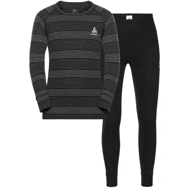 Odlo Active Warm Funktionswäsche-Set Lang Black / Grey Melange Kinder Highlight