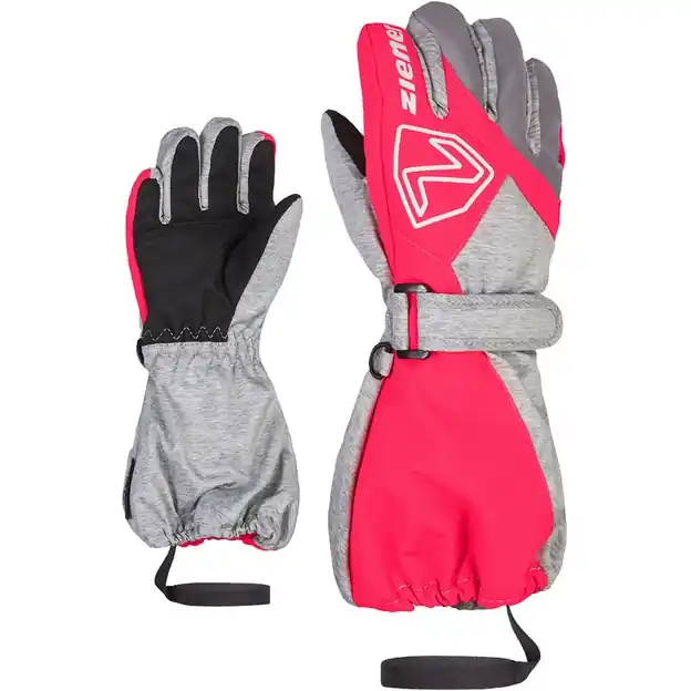 Ziener Lauro AS Junior Fingerhandschuhe Light Mélange / Neon Pink Kinder Preis Gesenkt