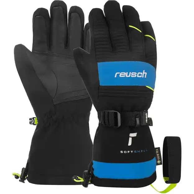 Reusch Maxim Gore-Tex Junior Fingerhandschuhe Black / Brilliant Blue / Safety Yellow Kinder Preis Gesenkt