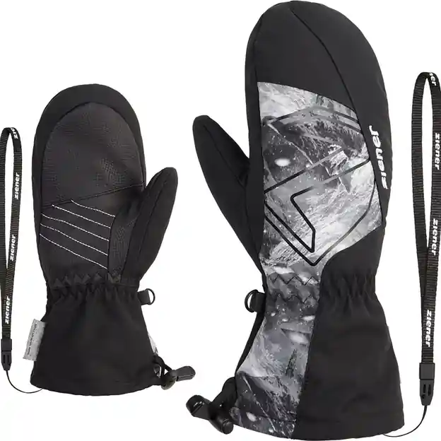 Ziener Lavalino Fausthandschuhe Black Grey / Mountain Print Kinder Beliebt