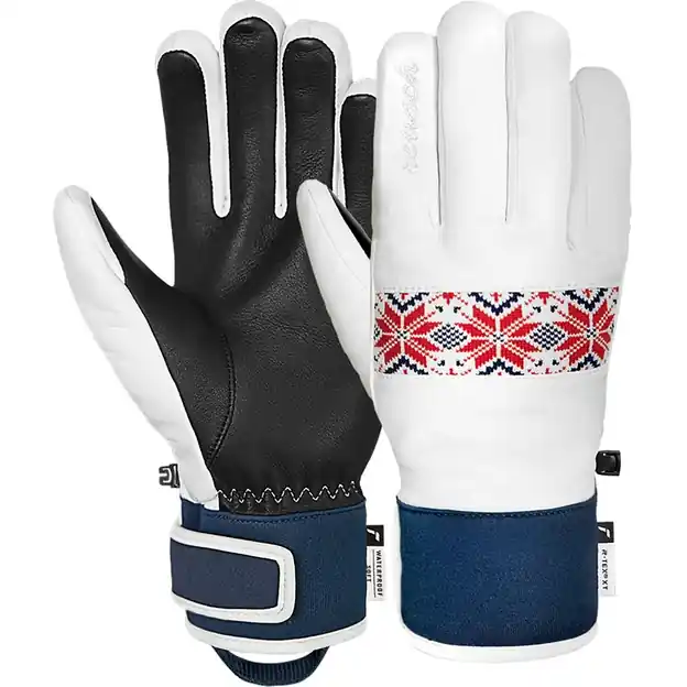 Markenprodukt Reusch Charlize Fingerhandschuhe White / Dress Blue / Fire Red Damen