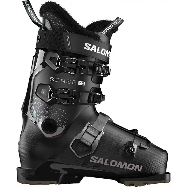 Ausverkauf Salomon Sense 70 W Skischuhe Black / Black / Oil Green Damen