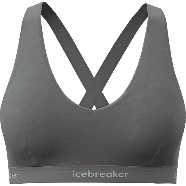 Neue Kollektion Icebreaker Sprite Racerback Sport-BH Gritstone HTHR Damen