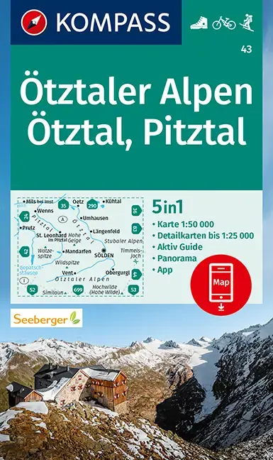 Kracherpreis Kompass-Verlag Wanderkarte Ötztaler Alpen, Ötztal, Pitztal
