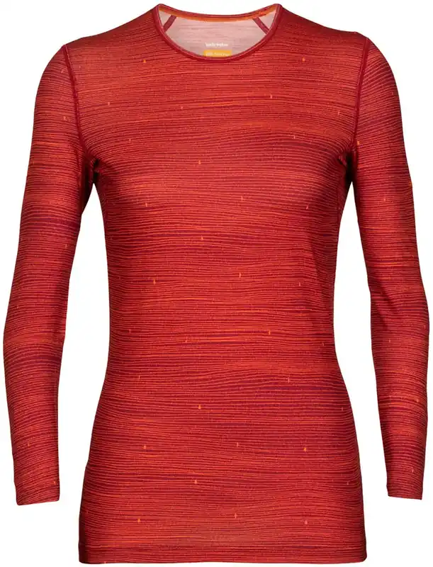 Icebreaker Women 200 Oasis LS Crewe Ski Tracks - cherry Preis Gesenkt