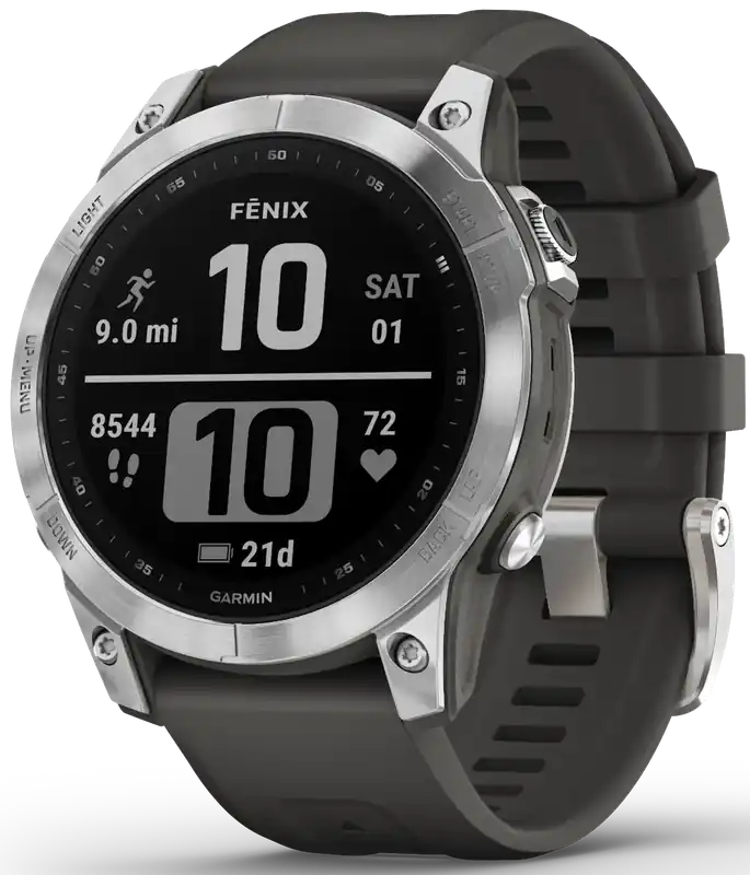 Wochenendangebot Garmin Fenix 7 Silber mit graphitfarbenem Armband