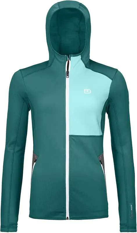 Ortovox Fleece Hoody Woman - pacific green Meistverkauft