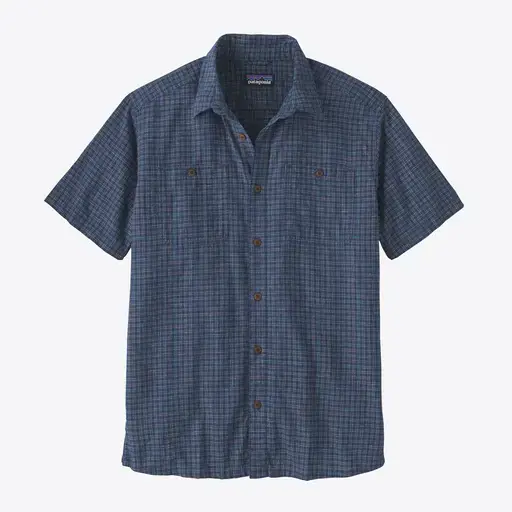 Patagonia M‘S Back Step Shirt Rainfall Plaid Stone Blue Saisonangebot