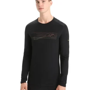 Begrenztes Angebot Icebreaker Men 200 Oasis Ls Crewe Ski Stripes Black