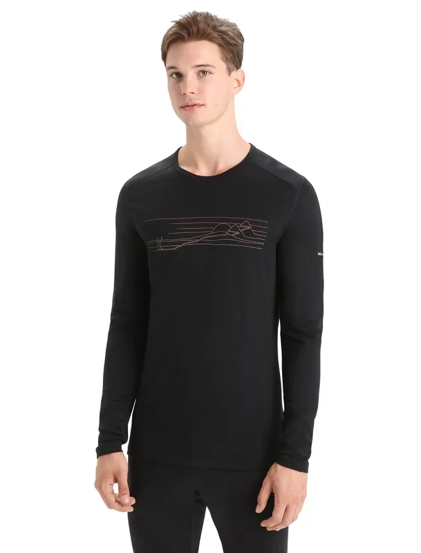 Begrenztes Angebot Icebreaker Men 200 Oasis Ls Crewe Ski Stripes Black