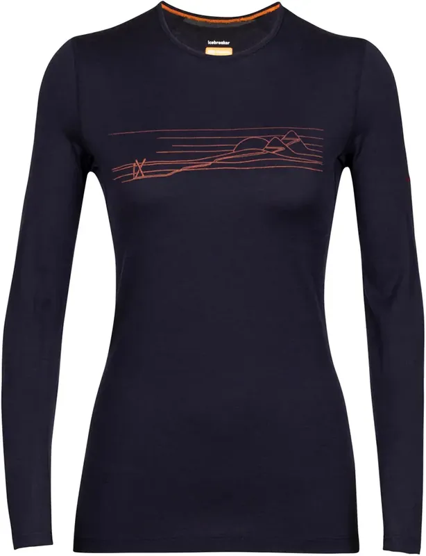 Icebreaker Women 200 Oasis LS Crewe Ski Stripes - midnight navy Kracherpreis