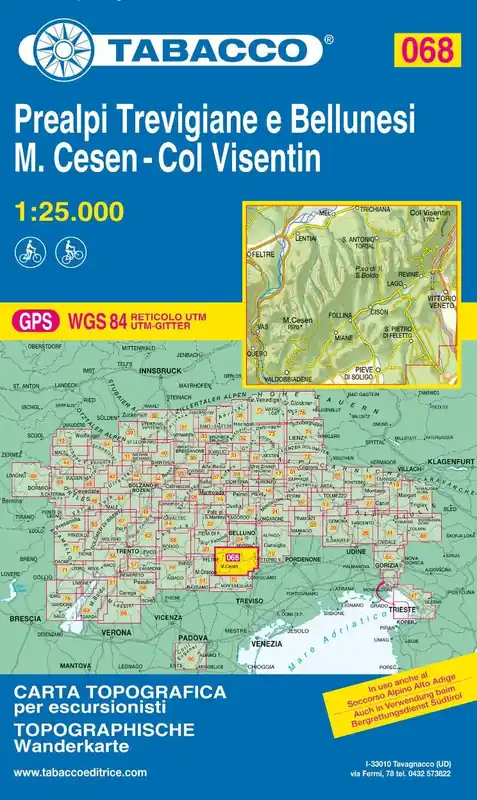 Tabacco WK 68 Prealpi Trevigiane 25T Geprüft