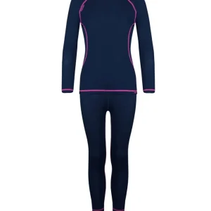 Aktuell Trollkids Girls Merino Baselayset Navy/Mage