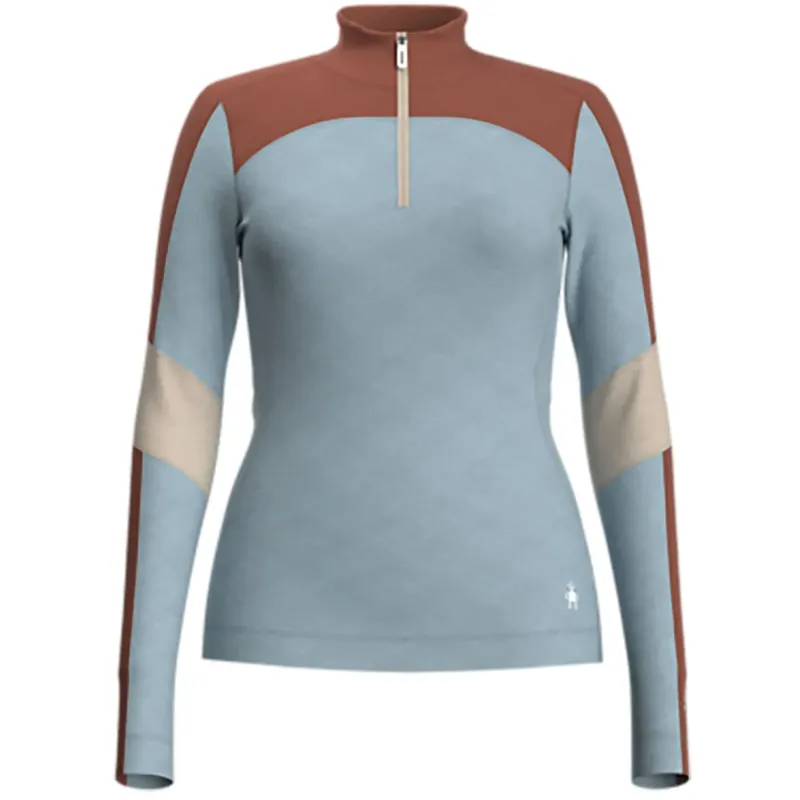 Smartwool Classic Thermal Colorblock 1/4 Zip W Winter/Sky Neue Kollektion