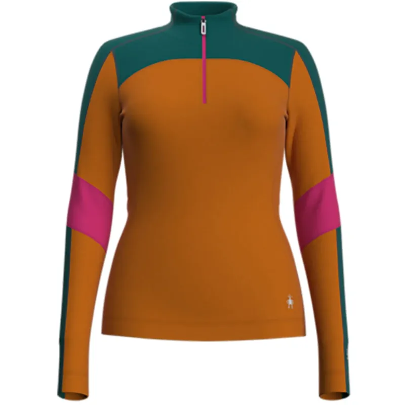 Smartwool Classic Thermal Colorblock 1/4 Zip W Marmalade Zertifiziert