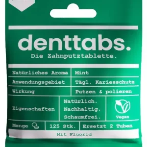 Heißes Angebot Denttabs Zahnputztabletten mit Fluorid - 125 Stück