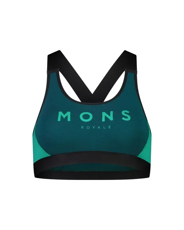 Mons Royale Stella X Back Bra W Evergreen/Popgreen Schnäppchen