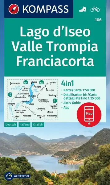 Begrenztes Angebot Kompass-Verlag Wanderkarte Lago d‘Iseo, Valle Trompia, Franciacorta