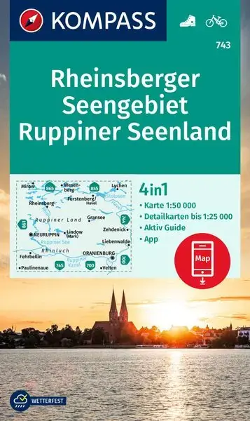 Super-Preis Kompass-Verlag Wanderkarte Rheinsberger Seengebiet, Ruppiner Seenland