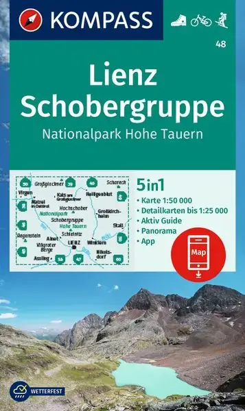 Kompass-Verlag Wanderkarte Lienz, Schobergruppe, NP Hohe Tauern Highlight
