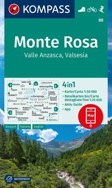 Finale Aktion Kompass-Verlag Wanderkarte 88 Monte Rosa