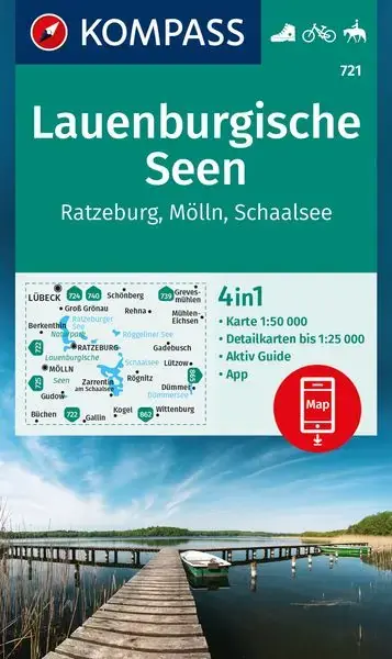 Kompass-Verlag Wanderkarte 721 - Lauenburgische Seen, Ratzeburg, Mölln, Schaalsee Nur Für Kurze Zeit