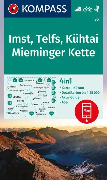 Kompass-Verlag Wanderkarte 35 - Imst, Telfs, Kühtai, Mieminger Kette Letzte Chance