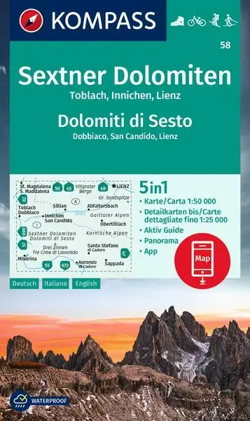 Kompass-Verlag Wanderkarte 58 Sextner Dolomiten Kracherpreis